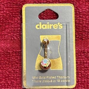 CLAIRE’S Belly Navel Ring Piercing 18kt Gold Plated Titanium 14G 1.6mm
